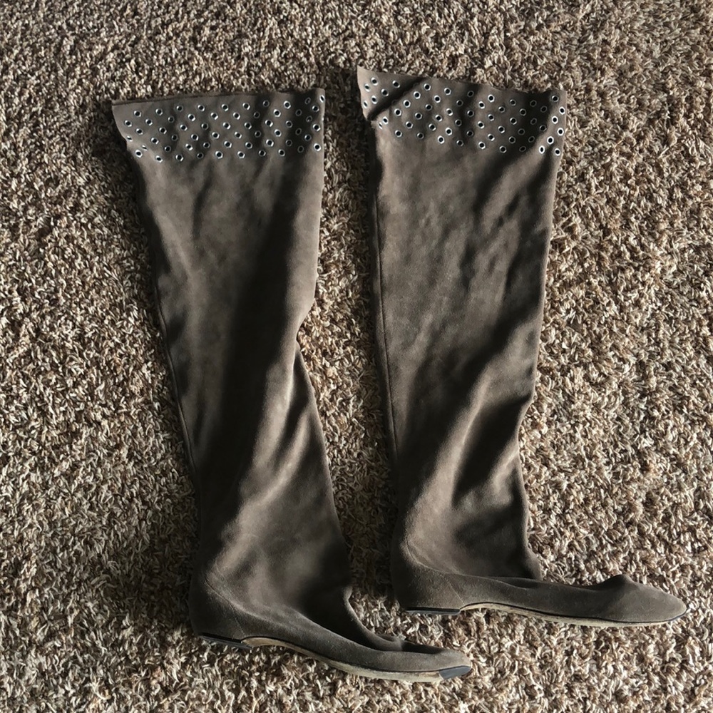Knee high suede heels